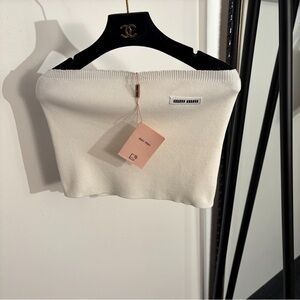 Miu Miu White Strapless Crop Top